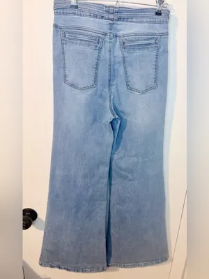 A Loves A Light Wash High Rise Wide Leg Jeans Size 26 Lattice Belt Flare thumbnail 11