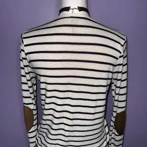 Poof! Striped Cream and Black Cardigan with Elbow Patches thumbnail 13