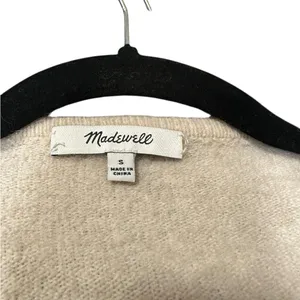 Madewell Colorblock Stripe Open Front Longline Cardigan Sweater Rust Cream Small thumbnail 3