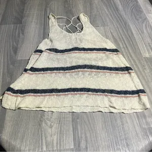 American Eagle Outfitters Navy Blue Pink White Striped Knit Tank Top; XL Women’s thumbnail 1