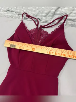 Lulus Love Story Magenta Backless Lace Maxi Dress‎ XS thumbnail 6