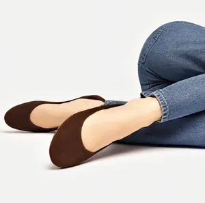 DKNY Brown Suede Ballet Flats Made in Italy Size 38.5 8.5 Shoes Comfy Luxury thumbnail 1
