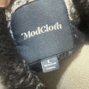 Modcloth Coat Black White Checked Ladylike Lately Wool-Blend Dress Sz L thumbnail 8