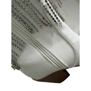 Berness Cow Girl Boots Size 5.5 Pointed Toe Block Heel Rhinestone‎ Fringe thumbnail 8