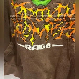 Broken Promises Brown Hoodie with Green Skull Graphic Pullover size Large thumbnail 3