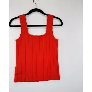 Reiss Womens Top Red Dory Stitch Interest Square Neck Vest Tank Stretch Small thumbnail 9
