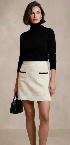 Preston & York Tweed Mini Skirt with Faux Pocket Details - Size M thumbnail 1