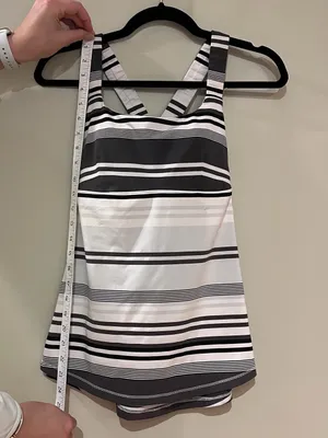 Lululemon Gray White Striped Tank Top Size 6 thumbnail 6