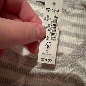 Madewell Micro-Rib Short Sleeve Striped Sweater Tee in‎ Monument Sz M NEW thumbnail 10