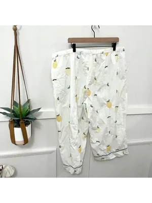 Printfresh Cropped Lemon Embroidered Lounge Pant Size 3X thumbnail 4