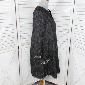 Nanette Lepore Tweed Fringe Hem Pocket Shift Dress Black‎ 6 Boho Lagenlook thumbnail 4
