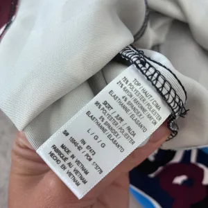 A Pea in the Pod Taylor Maternity Dress Navy Striped Floral Blue Burgundy Large thumbnail 5
