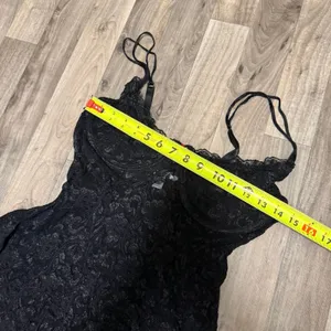 Cacique sensual black lace lingerie babydoll slip dress thumbnail 4