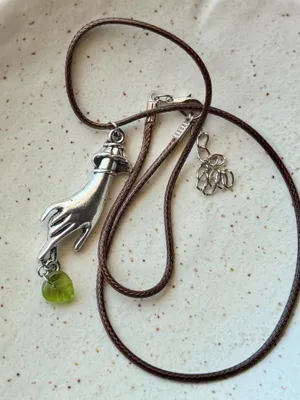 Handmade vintage antique goth style hand leaf necklace 🙏🌿 thumbnail 4
