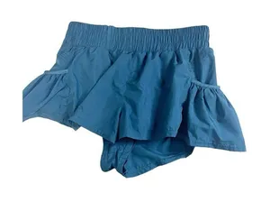 KIMBERLY.C Blue Ruffle Hem‎ Pocket Shorts M Lined Activewear High Rise thumbnail 1