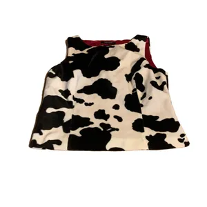 Karen Kane Y2k White & Black Faux Fur Cow Print Blouse Top (10) thumbnail 8