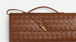 Yellow Brown Woven Evening Clutch Crossbody Bag thumbnail 1