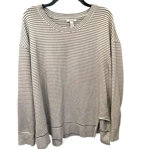 Daily Ritual XXL Striped Pullover Sweatshirt Black White Oversized Crew Neck thumbnail 11