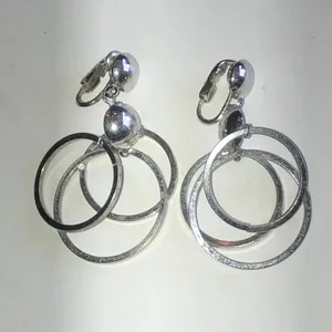 Coro Vintage Silver Tone Triple Hoop Clip On Earrings thumbnail 2