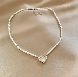 Women's Zirconium Love Pearl Necklace thumbnail 2