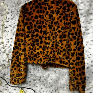 42. J roberts leopard fur crop jacket small Brown thumbnail 2
