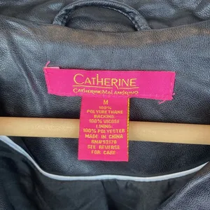 Catherine Malandrino Black Faux Leather Zip Up Ruffle Trim Cropped Jacket M thumbnail 6