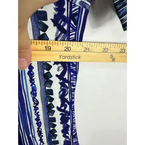 Snoskins‎ T-Shirt Dress Womens L Blue Abstract Stripe Short Sleeve Stretch Artsy thumbnail 6
