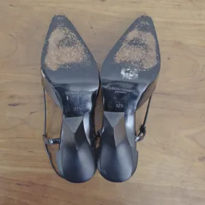 Emporio Armani Black Patent Leather Strappy Italian Made High Heels Size 37.5 thumbnail 3