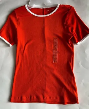 [Free Assembly] Women's Round Neck Short Sleeve T Shirts Orange Size M thumbnail 1
