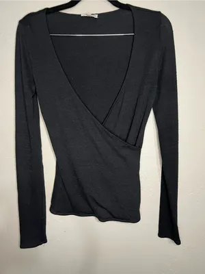 Wilfred Free Aritzia Black Faux Wrap Ballerina‎ Long Sleeve Top thumbnail 2