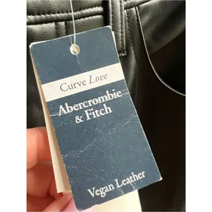 Abercrombie & Fitch NWT Vegan Leather 90s Straight Pant Ultra High Rise Black 27 thumbnail 9