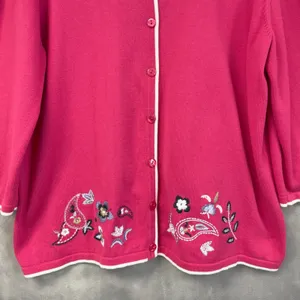 Breckenridge Cardigan Sweater Women XL Embroidered Cotton Cottage‎ Boho Indie thumbnail 3