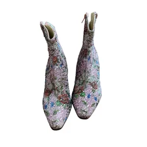Betsey Johnson Dive F Pink Floral Rhinestone Ankle Bootie Sz 8 Western thumbnail 12