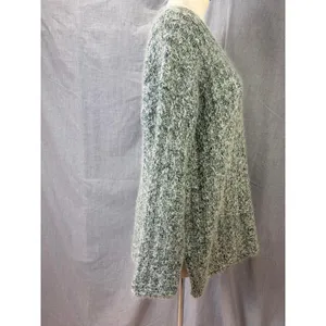 Vintage 90s All Points Green Marled Silk Blend Textured V Neck Sweater M thumbnail 5