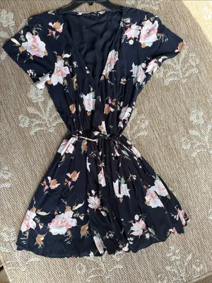 Abercrombie & Fitch Navy dress with Floral Accent thumbnail 1