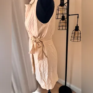 Anthropologie Linen Wrap Dress Cream Sleeveless Tie Waist XS thumbnail 9