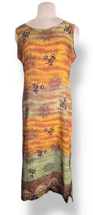 Vintage 90s Desert Sunset Sleeveless Grunge‎ Maxi Dress Geometric Floral Print thumbnail 1