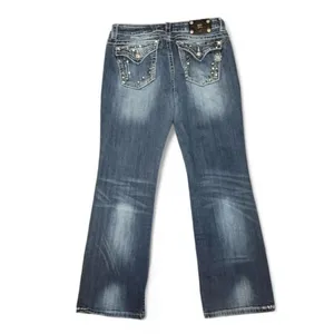 Miss Me Jeans Women 31 Easy Boot DK29 Rhinestone Embellished Flap Pockets JES463 thumbnail 2