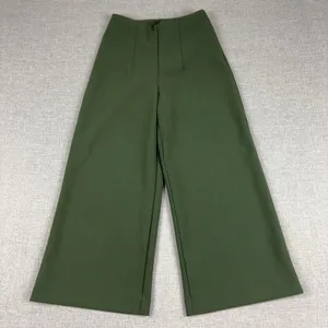 Joie Womens Size 2 Olive Green Wide Leg Crepe High Rise Dress Pants Trousers thumbnail 1