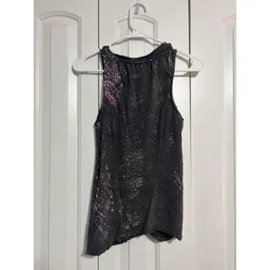 Free People Tank Top Boho Distressed Charcoal Purple Braided Ruched Medium thumbnail 5