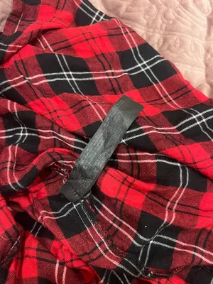 Red and Black Plaid Midi Dress with Frayed Edges thumbnail 3