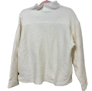 Madewell Cream Ottoman Ribbed Knit Funnel Neck Drop-Shoulder Oversize Top Size S thumbnail 7