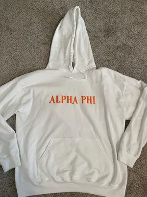 Gildan White Alpha Phi Hoodie thumbnail 1