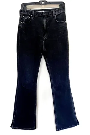 Sly Kick‎ Flare Leg Jeans Black Wash Denim Split Hem High Rise Size 26 Waist thumbnail 1