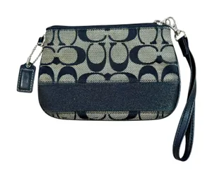Vintage Y2K COACH Signature Logo Canvas Leather Mini Wristlet Wallet Clutch thumbnail 1