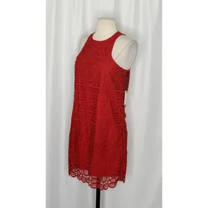 NWT LOVERS & FRIENDS Caspian Orange Lace Shift Mini Dress Halter Neck Small thumbnail 5