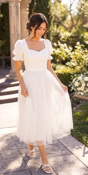 NWT Ivy City Co Ballerina in White Embroidered Tulle Midi Dress 16W Wedding thumbnail 1