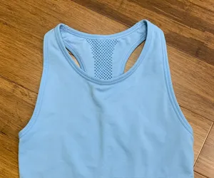 Tek Gear Essential‎ Racerback Sports Bra Womens XS Blue Seamless Activewear Top thumbnail 1