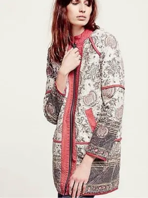 Free People Belario Reversible Quilted Jacket Cotton Small Boho thumbnail 2