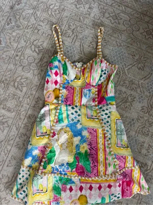 Impeccable Pig Sleeveless Multi-Print Summer Sundress - Pink & Yellow thumbnail 2